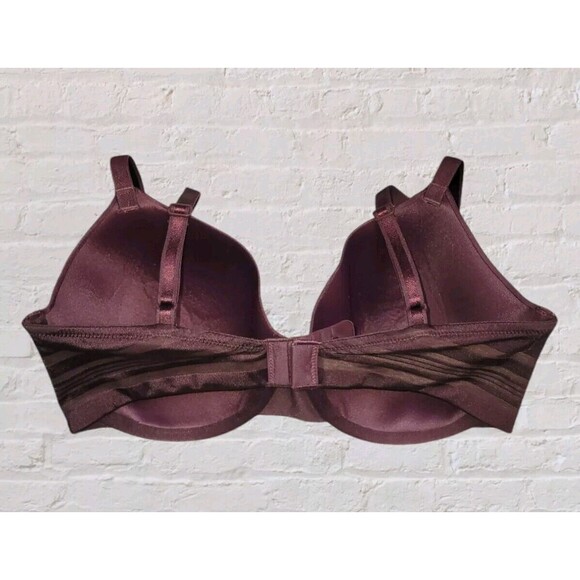 Vanity Fair 34DD Burgundy Satin Bra Beautifully Smooth Underwire 75273 Lingerie - Picture 2 of 5